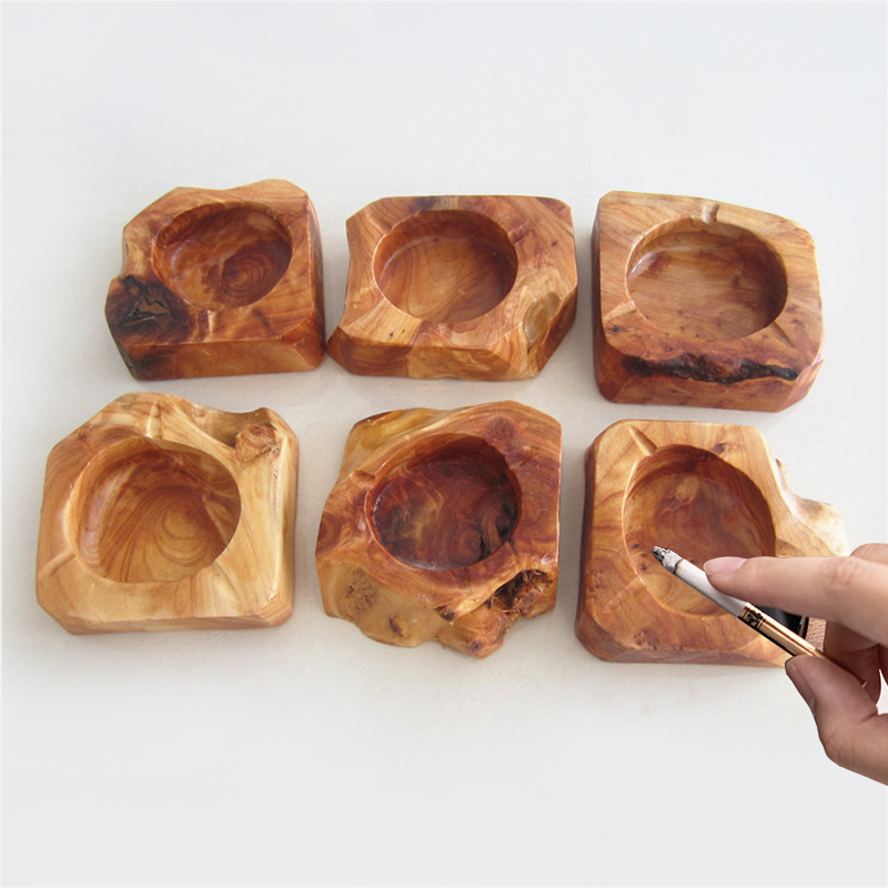 Office Table Accessories Unique - 天然不規則な木材ユニークな灰皿ホームオフィスリビングルームクリエイティブ木製灰皿喫煙アクセサリーテーブル装飾