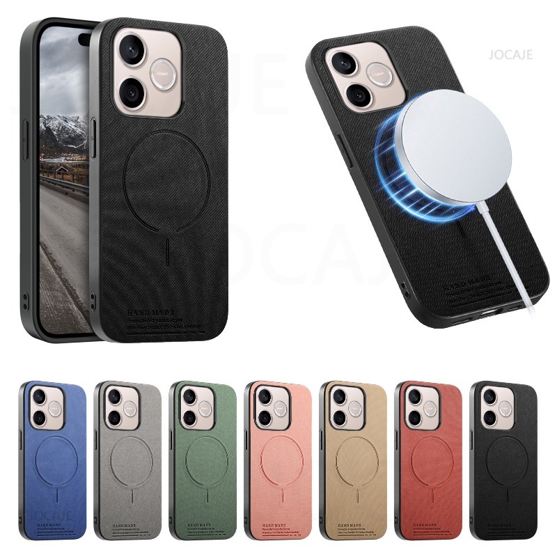 Magnetic Case Smart - ファブリックテクスチャレザー磁気ケース Honor 600 Lite用 Magsafeワイヤレス充電器対応 Honor