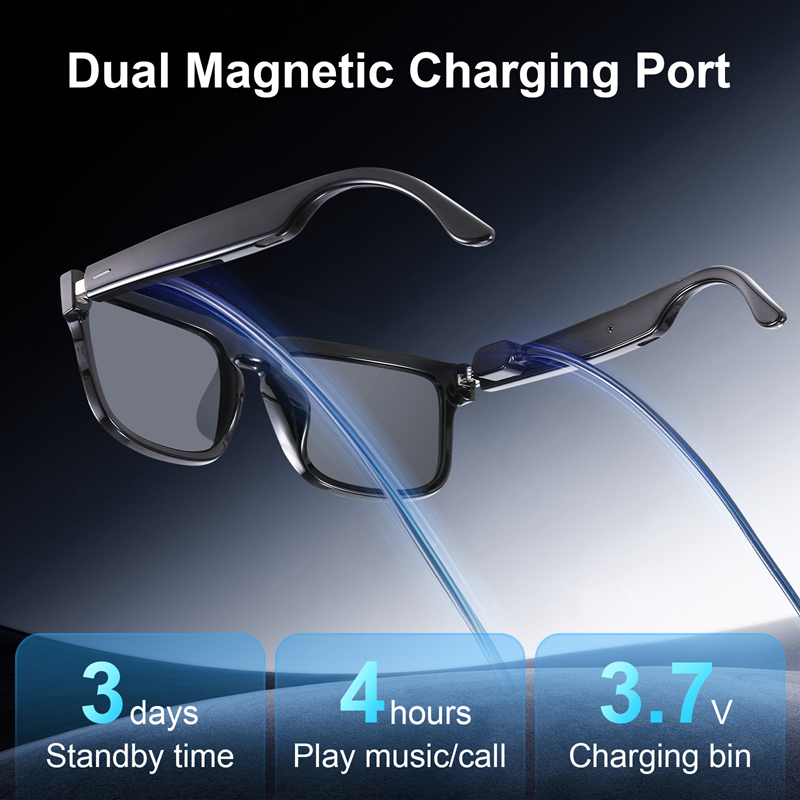Magnetic Case Smart - スマートBluetoothオーディオグラス スタイリッシュなHDスピーカー＆マイク搭載 ワイヤレス音楽＆通話対応 UV400サングラス 磁気充電ケース付き