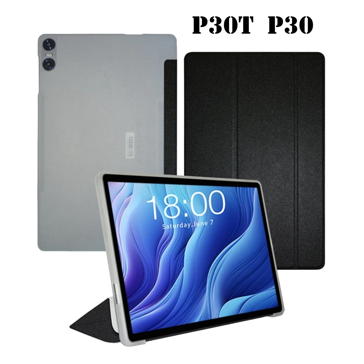 Teclast Tablet Accessories - Teclast P33 P30 P30Tタブレットケース用スマートカバー 折りたたみスタンド付きPUレザー ソフトTPUバックカバー
