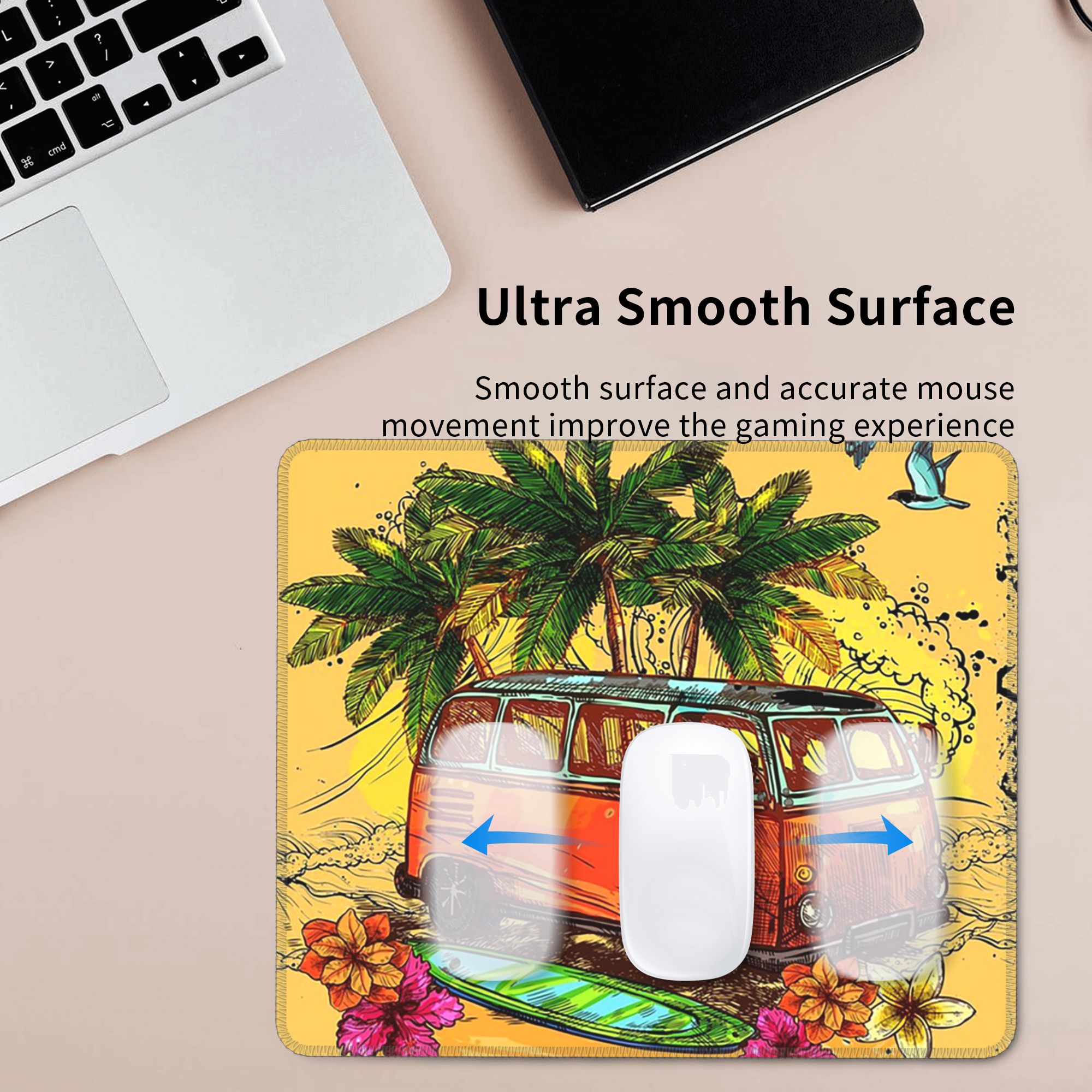 ユニークなビーチの風景とキャンピングカーのマウスパッドコンピ - Office Table Accessories Unique のレビューと価格