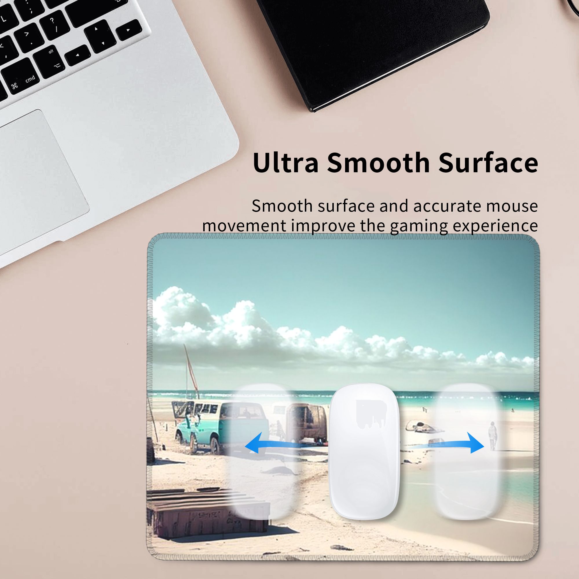 ユニークなビーチの風景とキャンピングカーのマウスパッドコンピ - Office Table Accessories Unique のレビューと価格